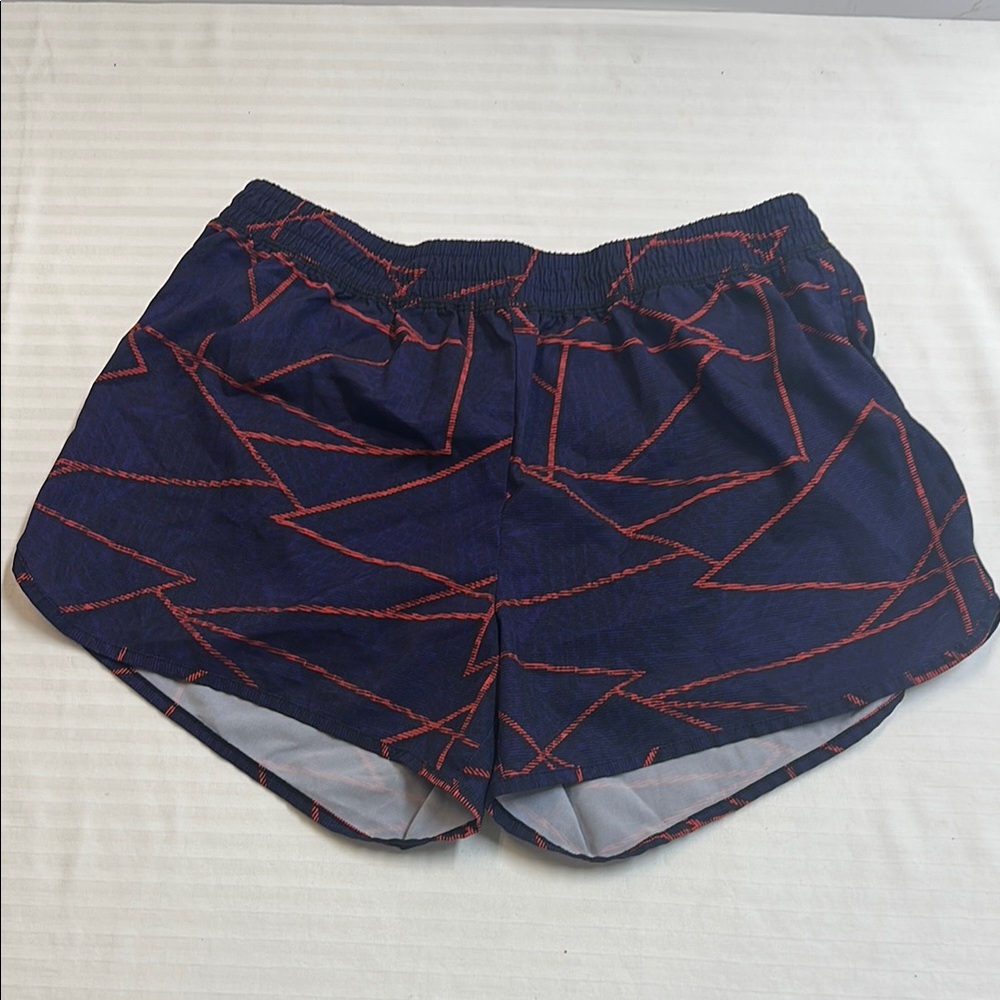 Navy and Red Geometric Women's Shorts